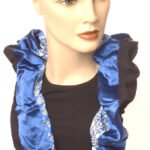 Blue, Black and Flower Print